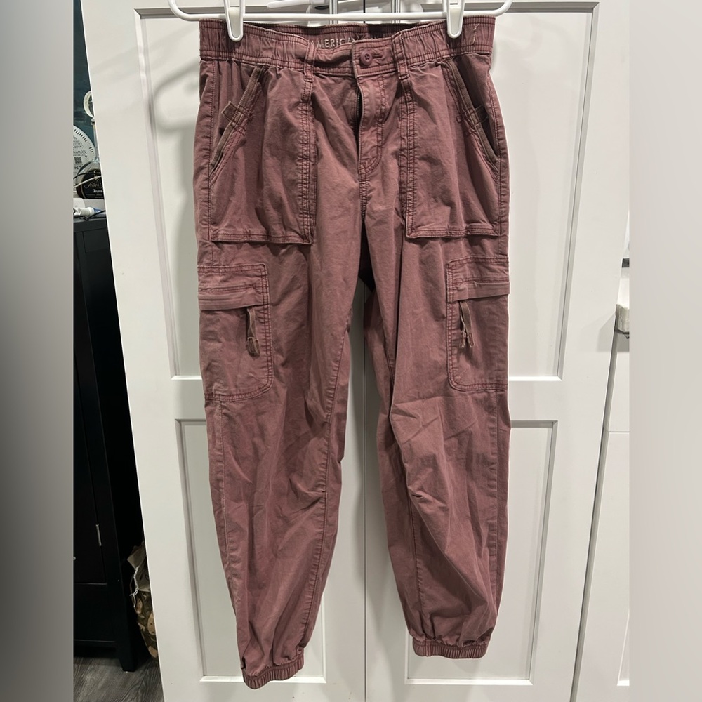 American Eagle Outfitters Women’s Cargo Jogger Pants - Maroon